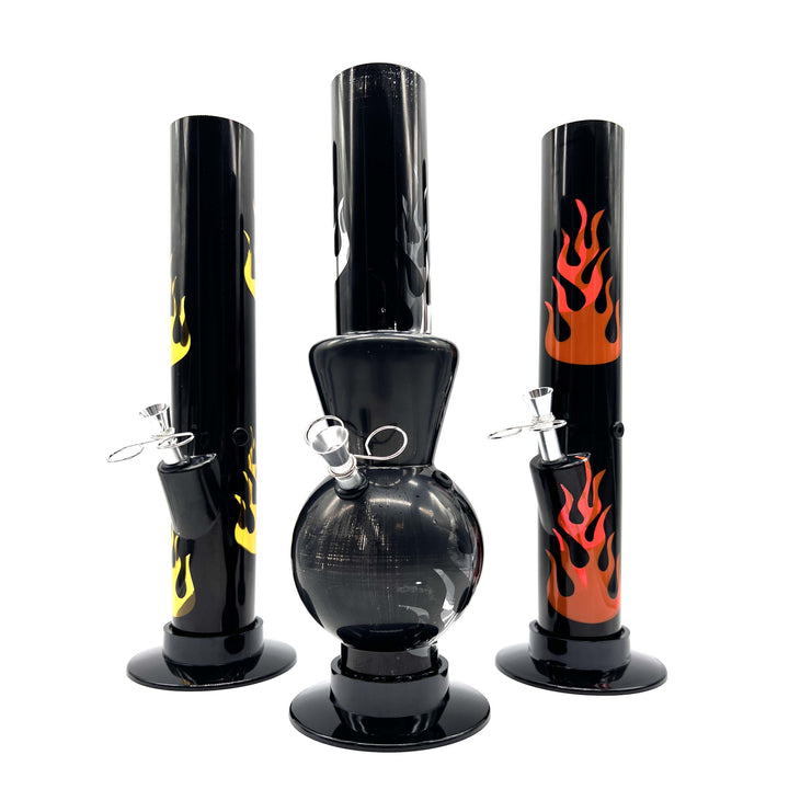 BLACK Acrylic Water Pipe Bong  , Assorted Pattern Color 12"_0