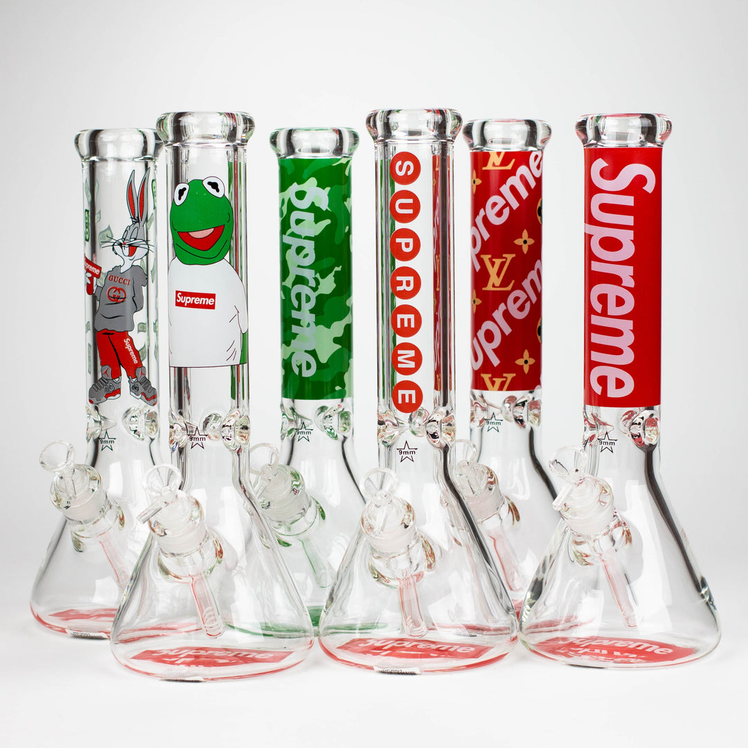 Brand 9mm glass water pipes 14"_0