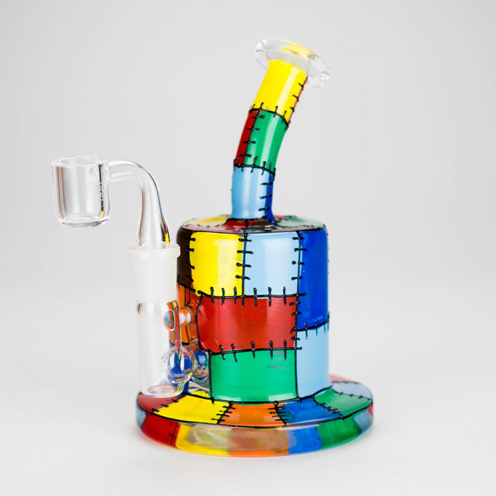 Karma 6" Patches Design Inline Glass Dab Rig product photo – Mile High Glass Pipes