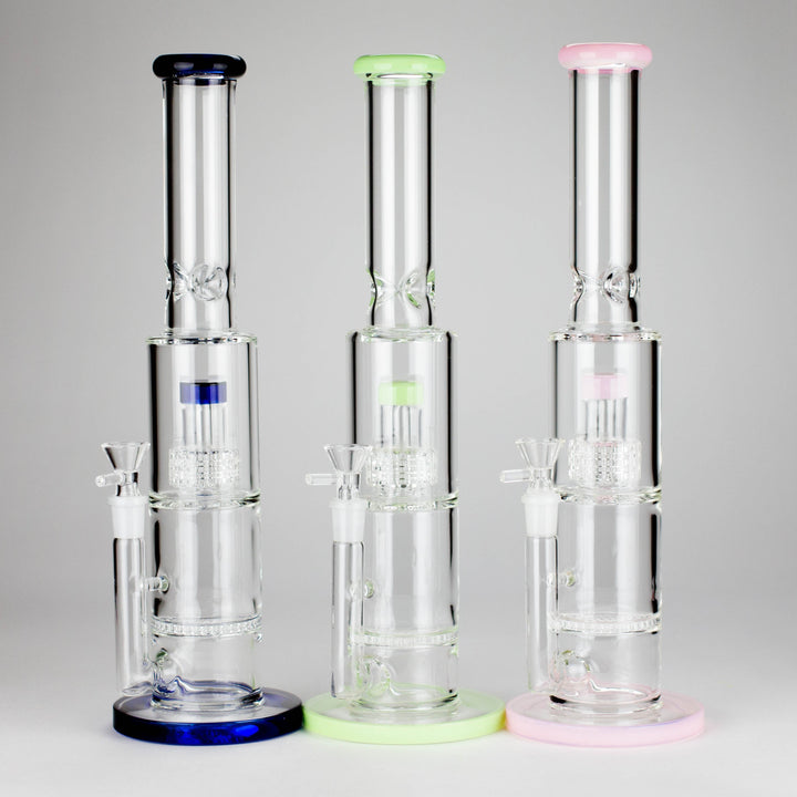 Color accented glass water pipes with Double Perc 15"