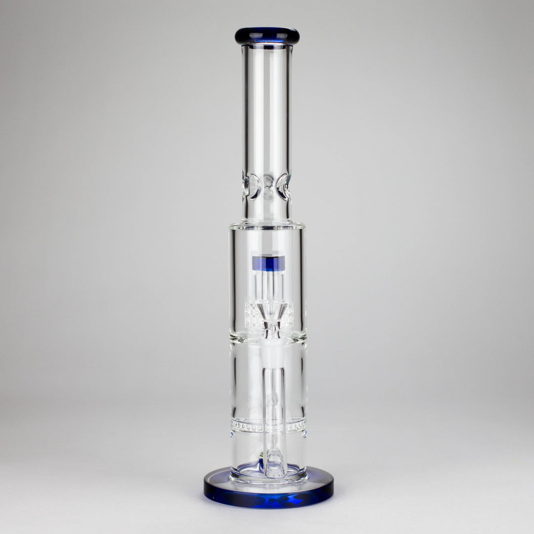 Color accented glass water pipes with Double Perc 15"