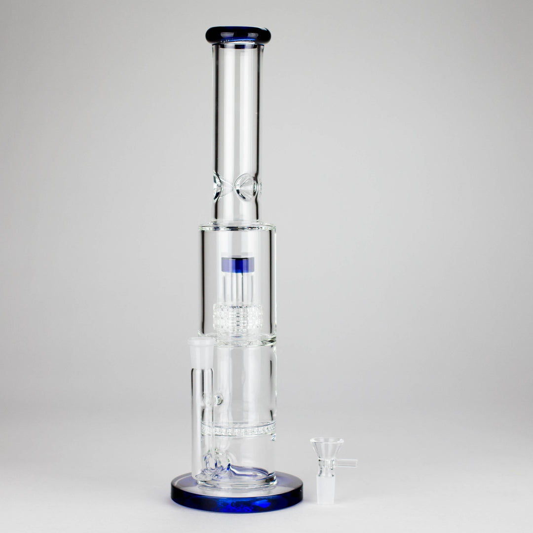 Color accented glass water pipes with Double Perc 15"