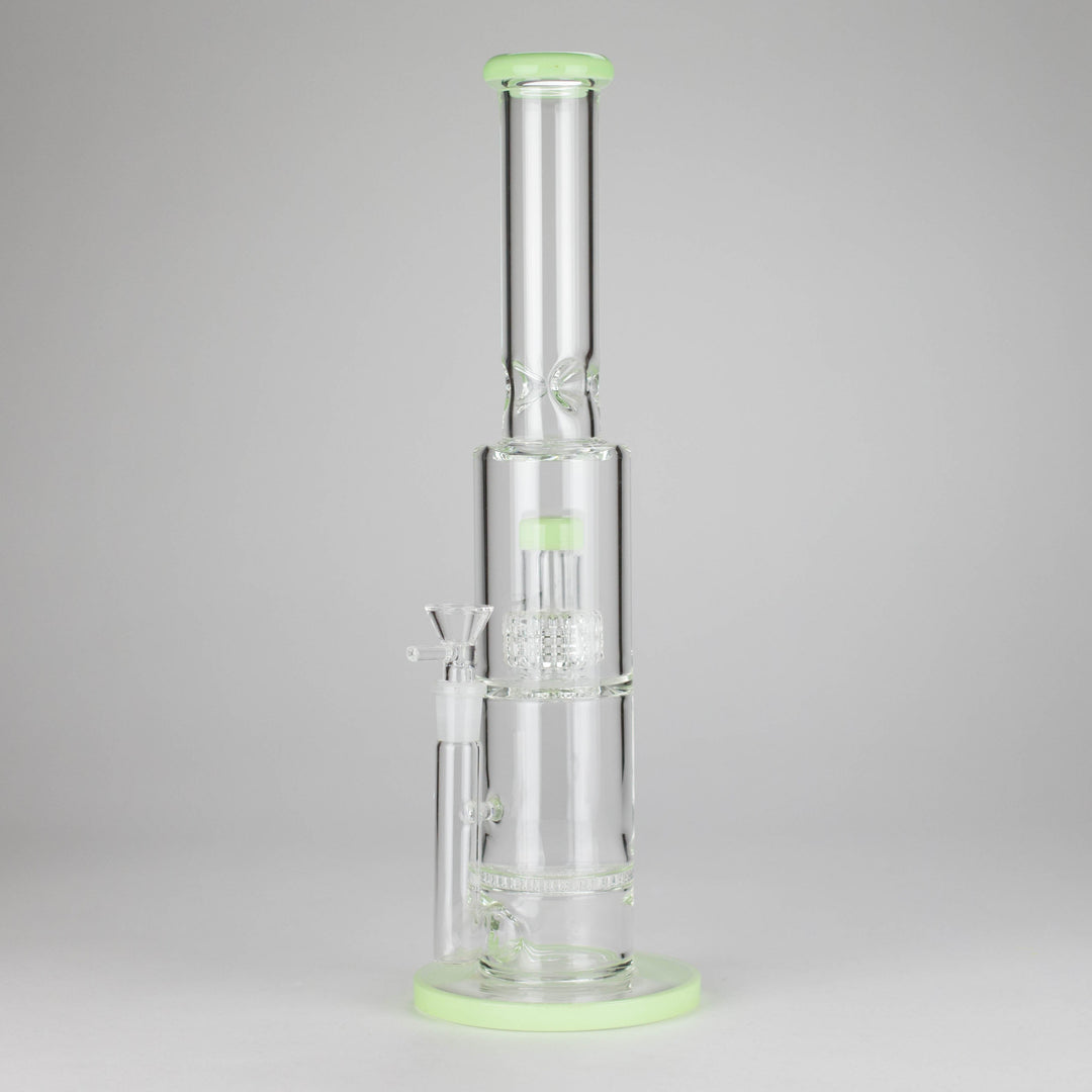 Color accented glass water pipes with Double Perc 15"
