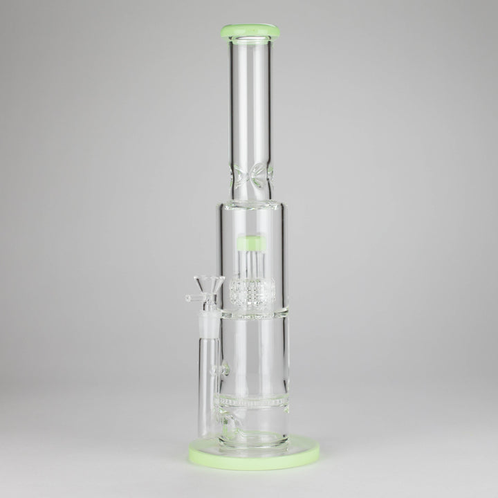 Color accented glass water pipes with Double Perc 15"
