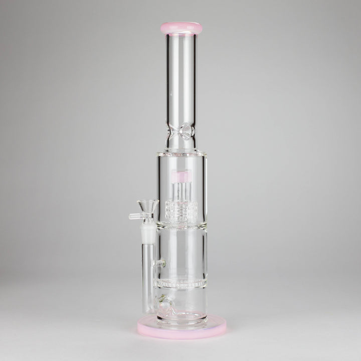 Color accented glass water pipes with Double Perc 15"