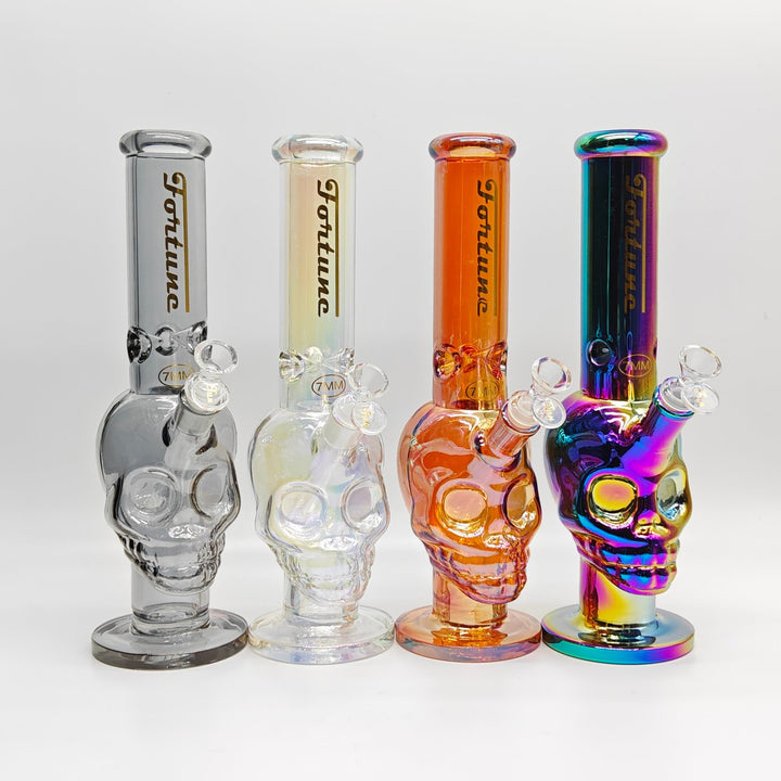 Fortune Electroplated Skull 14" 7mm Glass Pipes