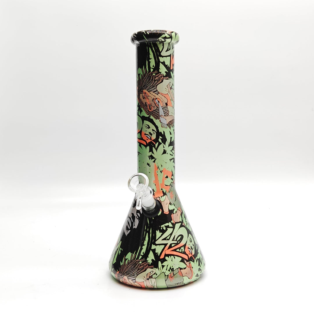 Hydrographic Glass Bong 7mm -Assorted Designs 13"