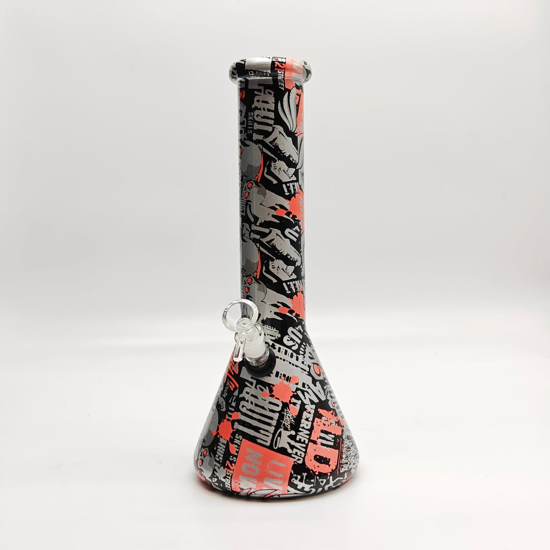 Hydrographic Glass Bong 7mm -Assorted Designs 13"