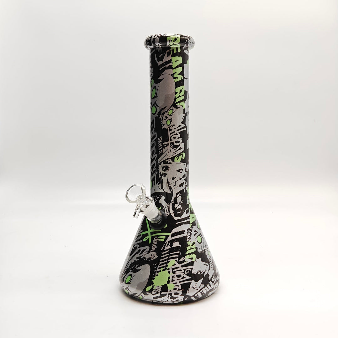 Hydrographic Glass Bong 7mm -Assorted Designs 13"