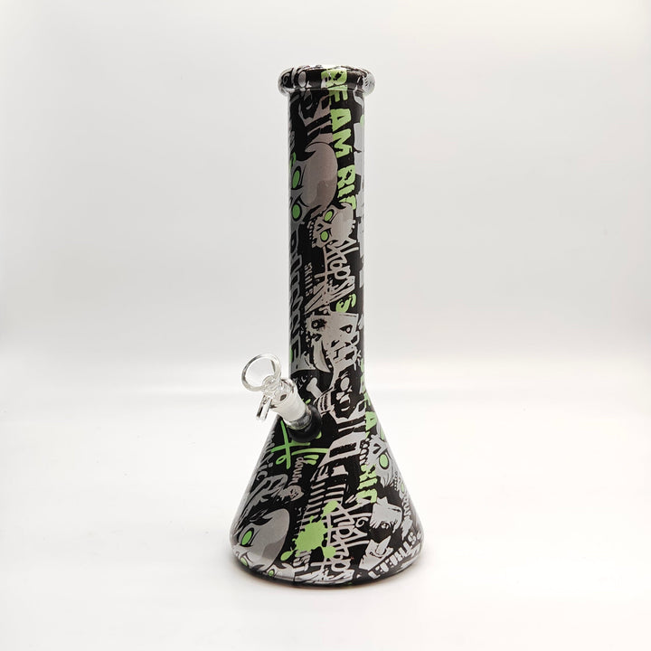 Hydrographic Glass Bong 7mm -Assorted Designs 13"