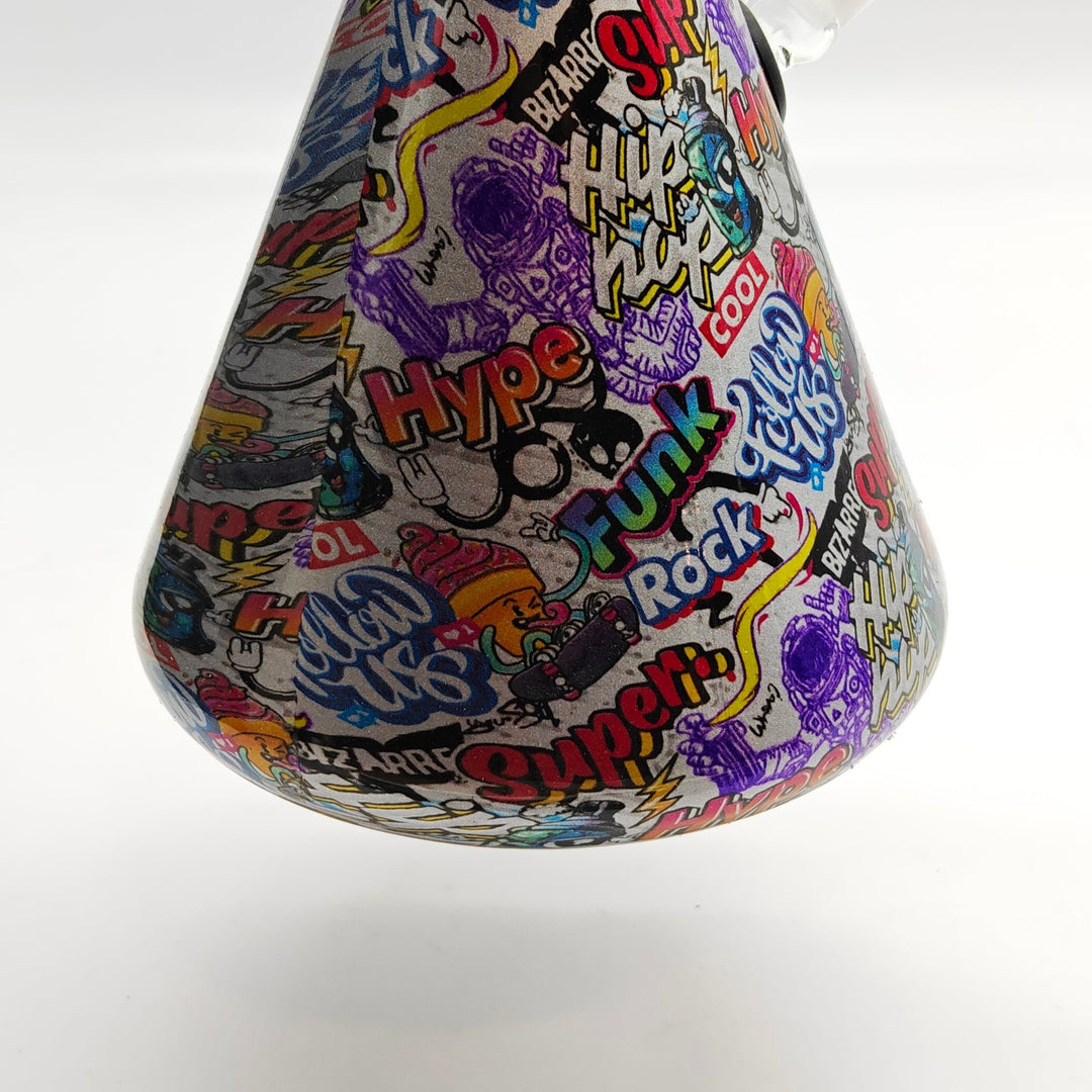 7mm Calavera Hydrographic Glass Water Pipes-Assorted Designs 13"