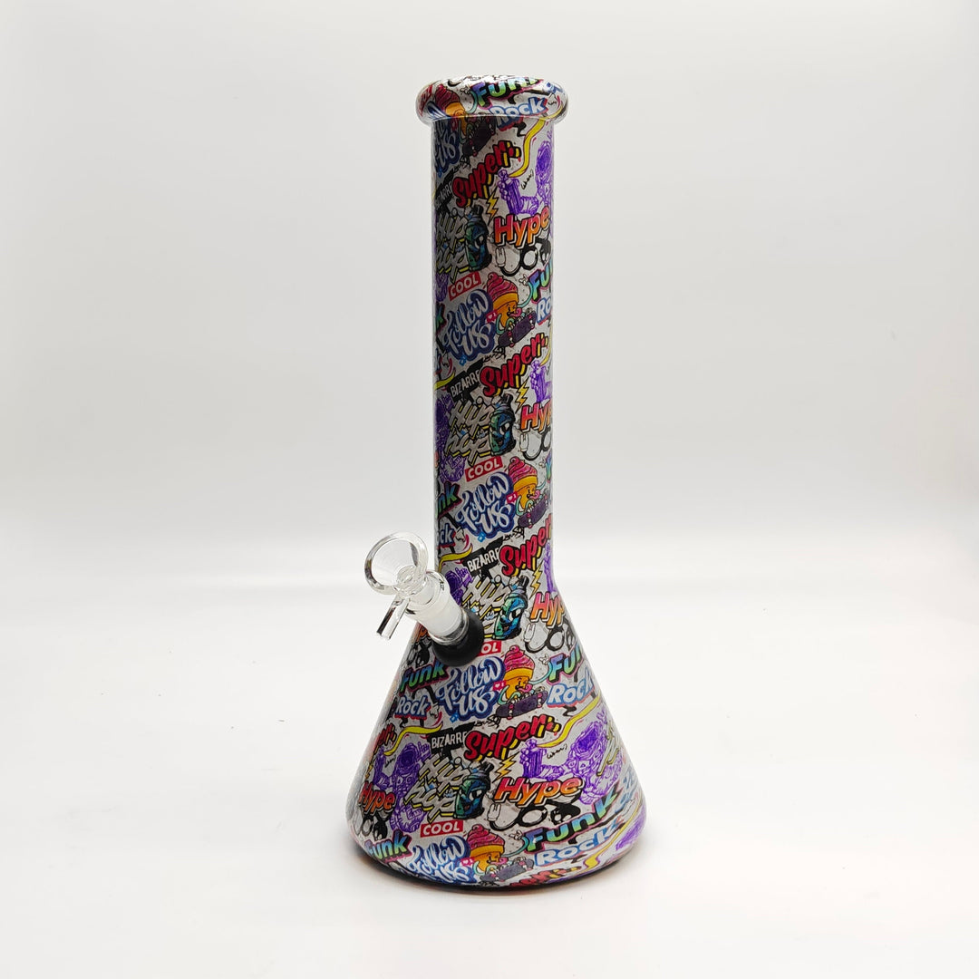 7mm Calavera Hydrographic Glass Water Pipes-Assorted Designs 13"