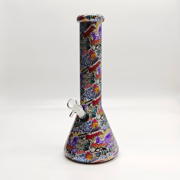 7mm Calavera Hydrographic Glass Water Pipes-Assorted Designs 13"