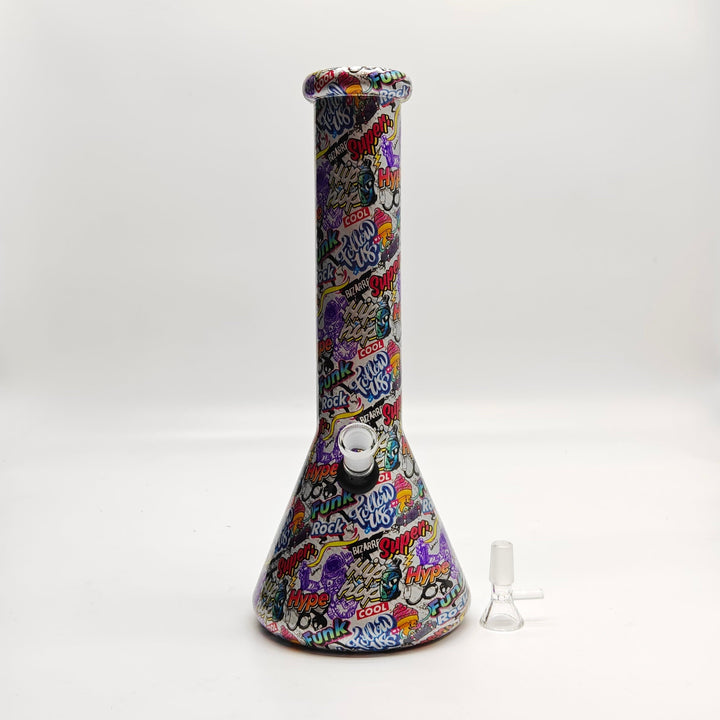 7mm Calavera Hydrographic Glass Water Pipes-Assorted Designs 13"