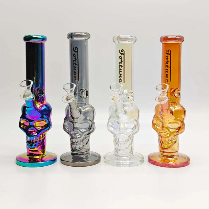 Fortune Electroplated Skull 10" 5mm Glass Water Pipes