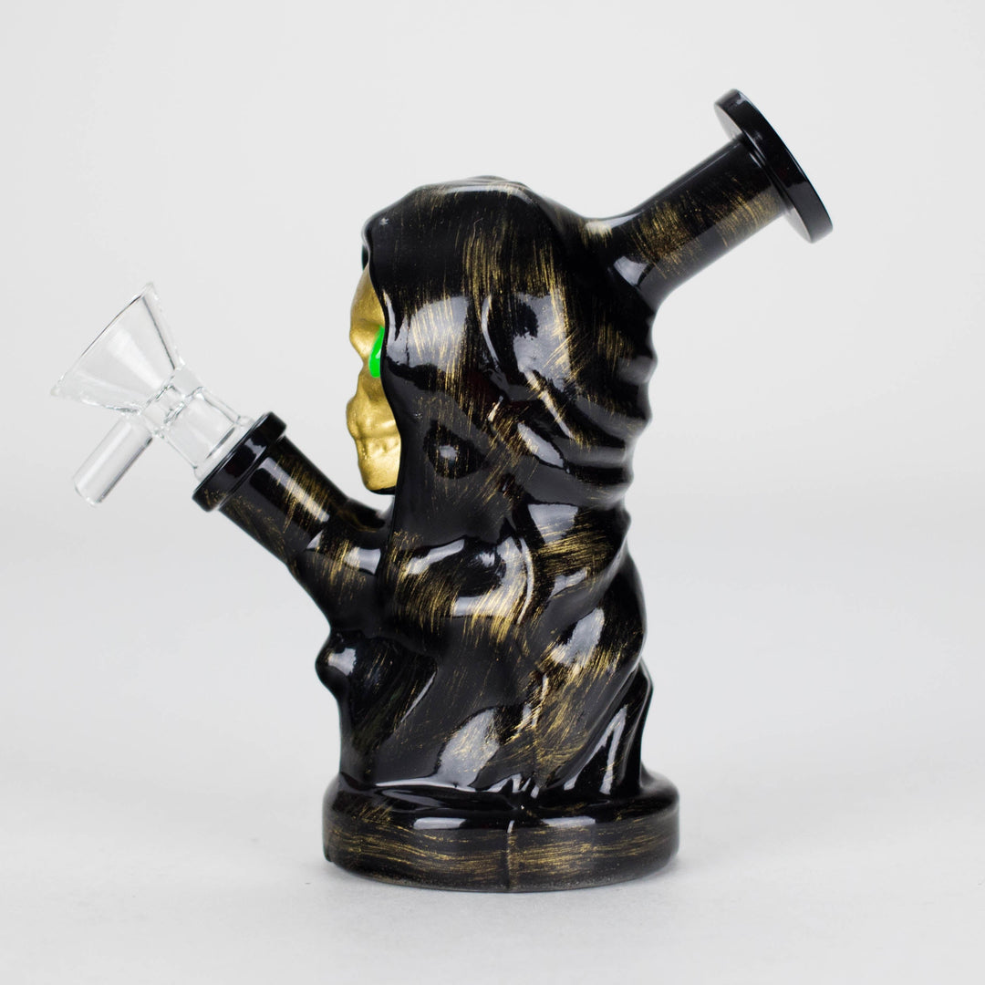 Black Skull Soft Glass Water Pipes 6″