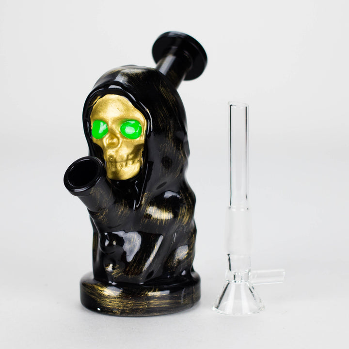 Black Skull Soft Glass Water Pipes 6″