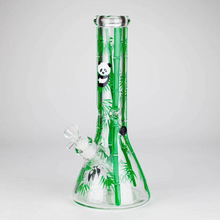 Panda & Bamboo Beaker Glass Water Pipes – 7mm Thick with Ice Pinch 12"