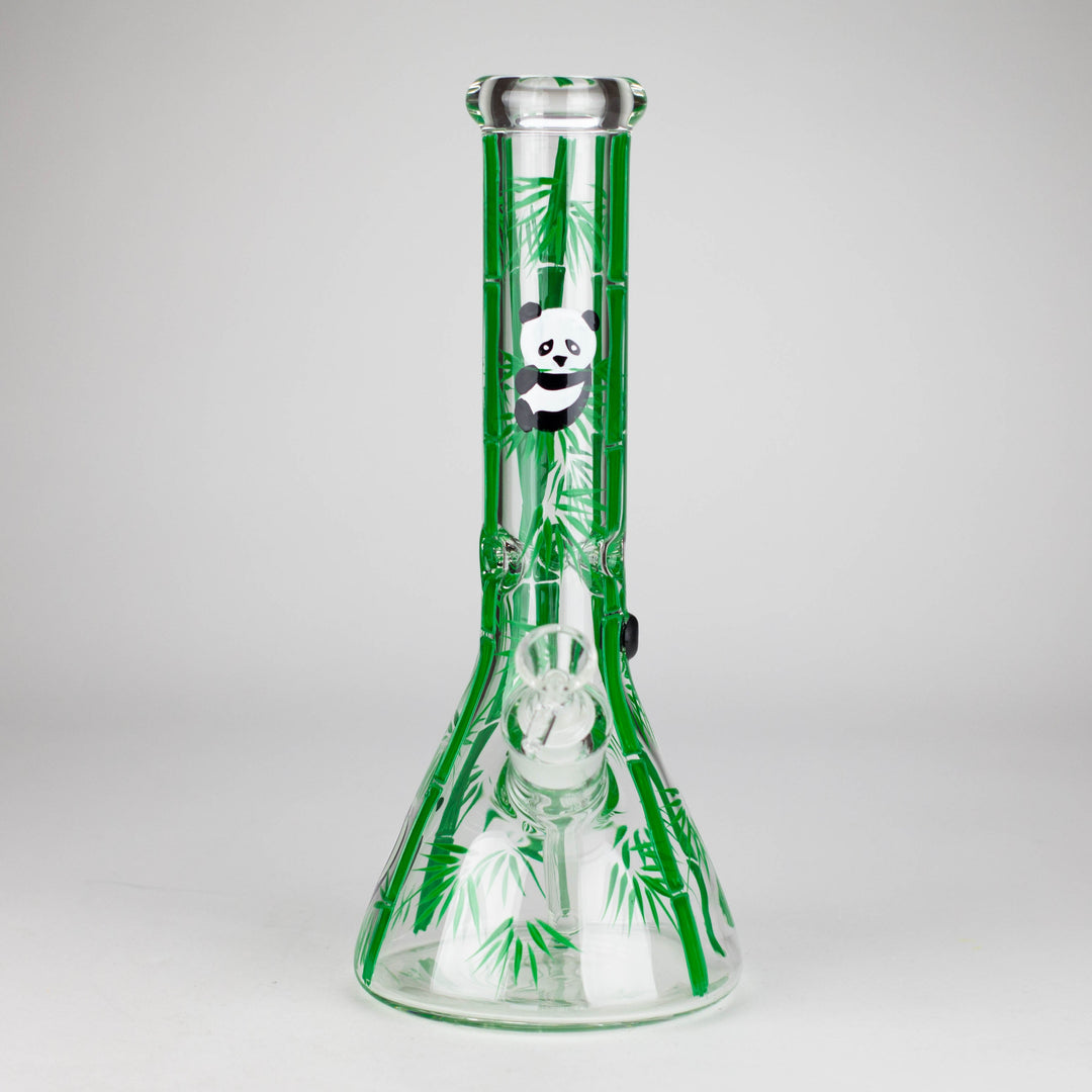 Panda & Bamboo Beaker Glass Water Pipes – 7mm Thick with Ice Pinch 12"