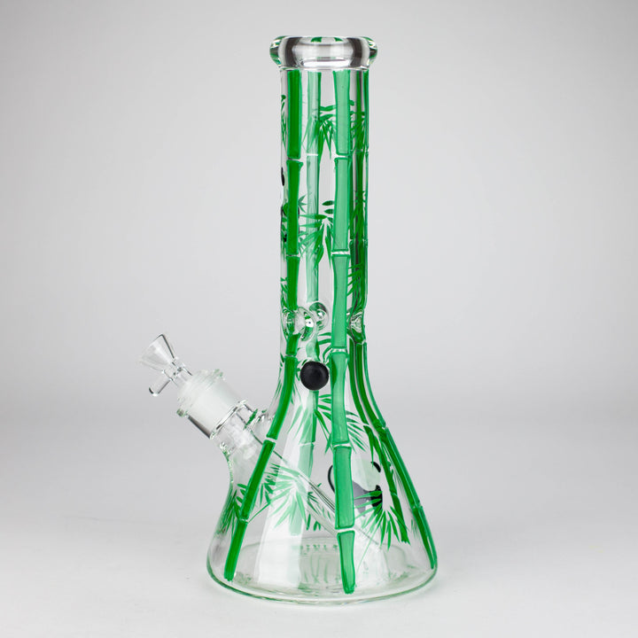 Panda & Bamboo Beaker Glass Water Pipes – 7mm Thick with Ice Pinch 12"