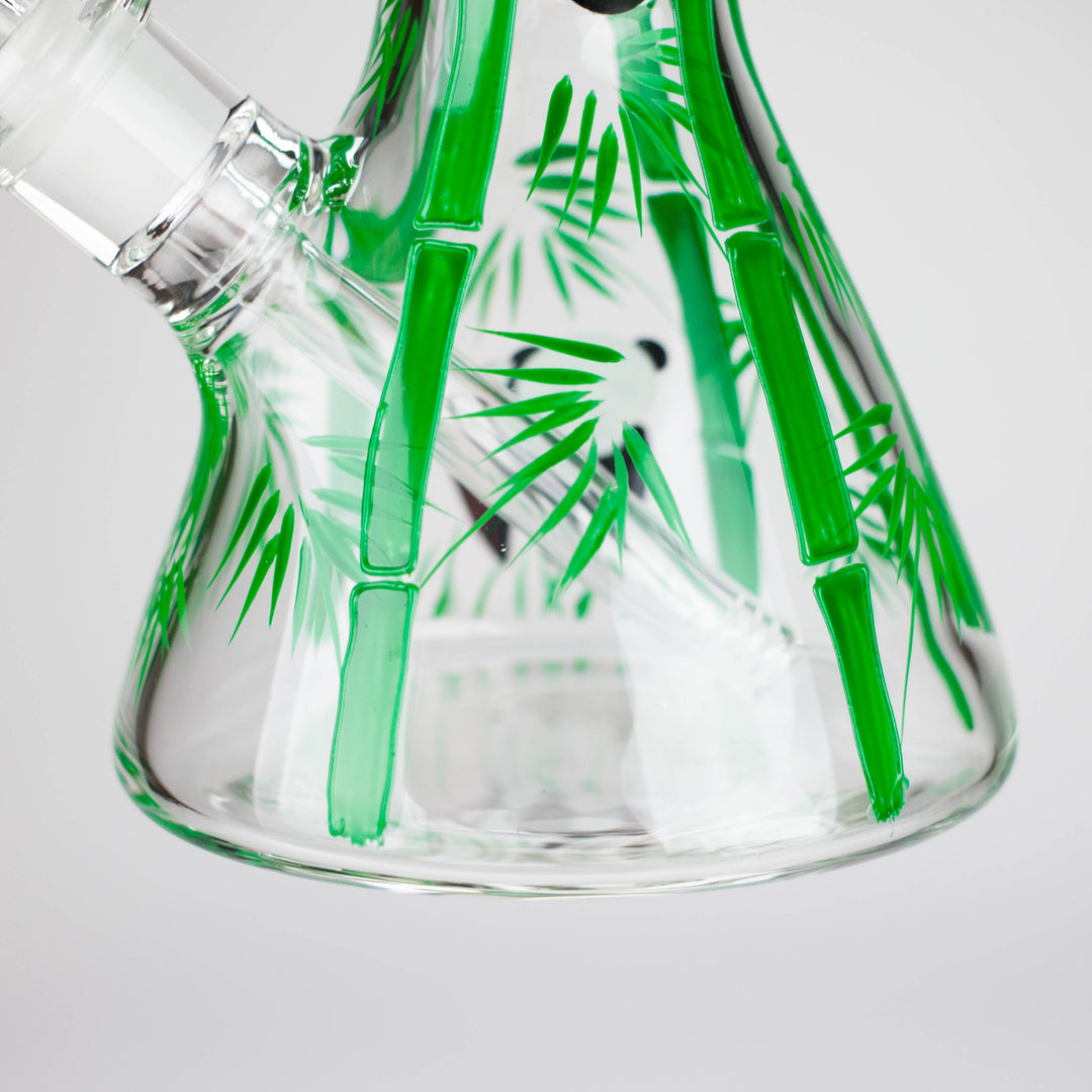 Panda & Bamboo Beaker Glass Water Pipes – 7mm Thick with Ice Pinch 12"