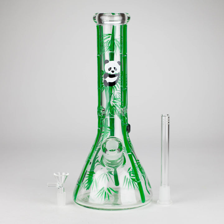 Panda & Bamboo Beaker Glass Water Pipes – 7mm Thick with Ice Pinch 12"