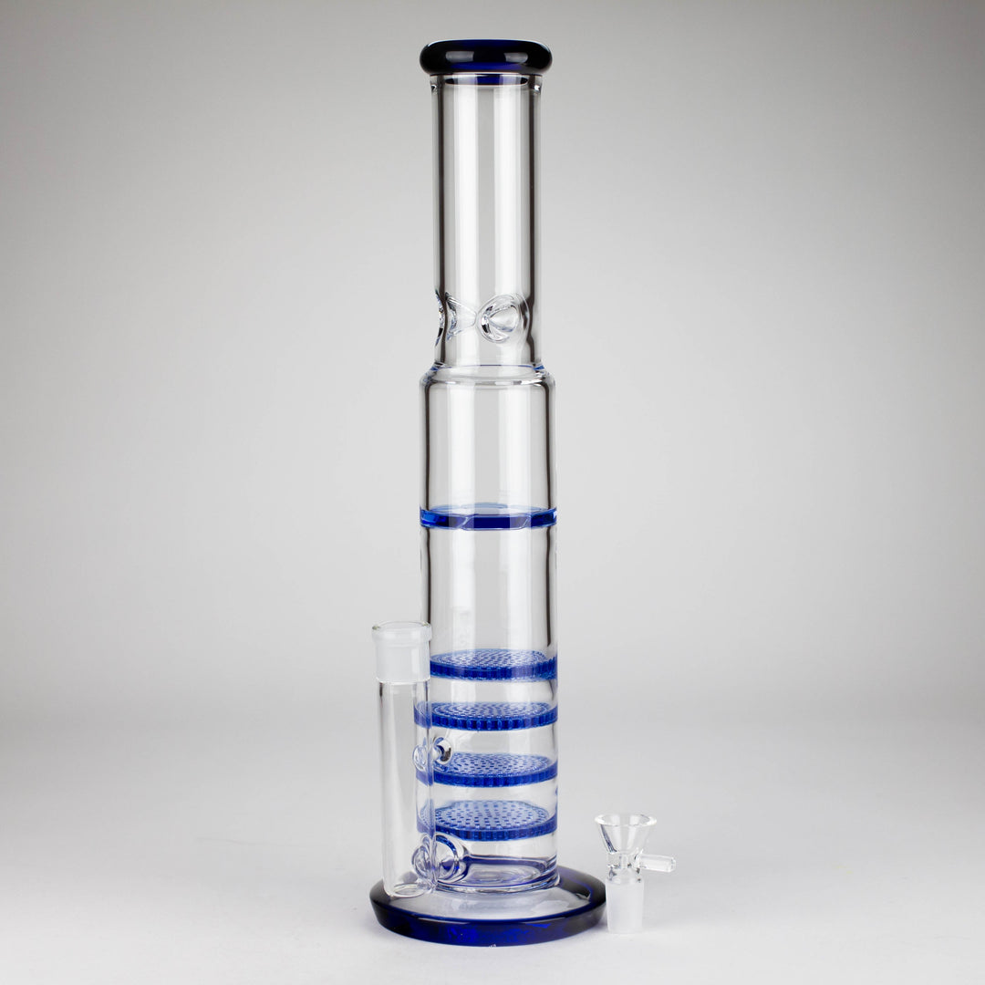 Blue Honeycomb Cycler Glass Bong – 4 Honeycomb Diffusers 17"