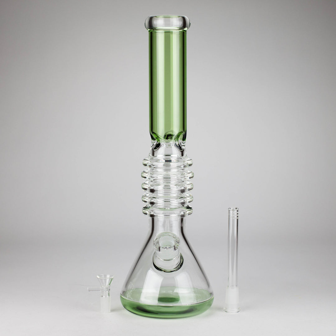 Ring Style Beaker Glass Water Pipes – Spiral Neck Ice Catcher | 14mm Bowl Joint 17"