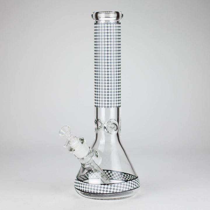 Grid Pattern Beaker Water Pipes – Glow in the Dark 15"