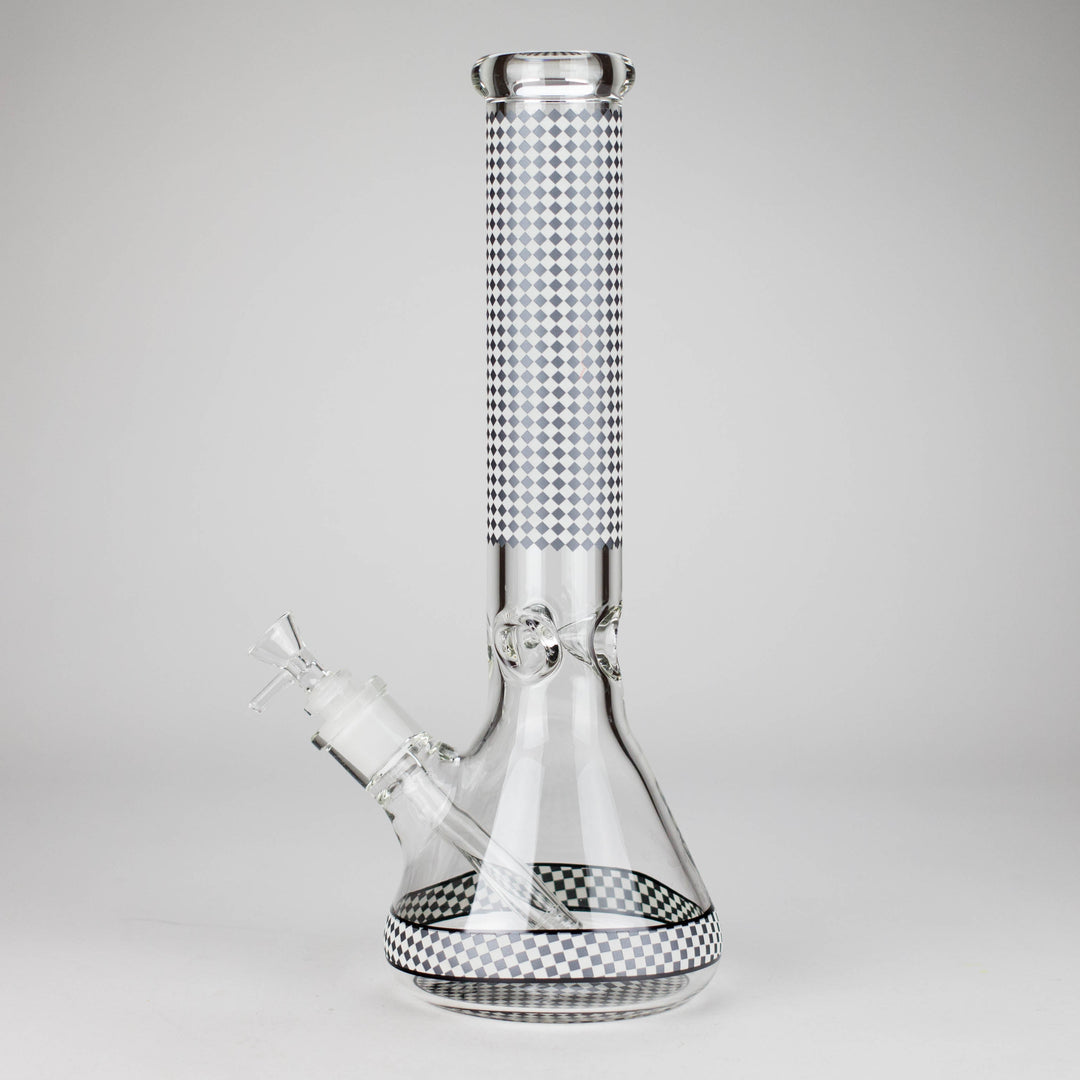Grid Pattern Beaker Water Pipes – Glow in the Dark 15"