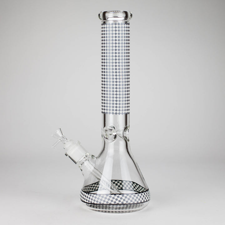 Grid Pattern Beaker Water Pipes – Glow in the Dark 15"