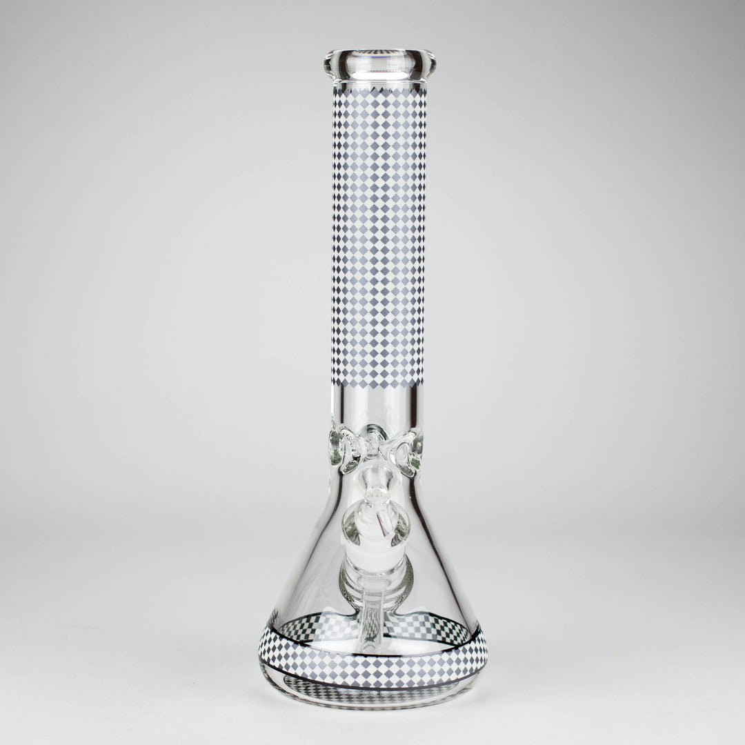 Grid Pattern Beaker Water Pipes – Glow in the Dark 15"