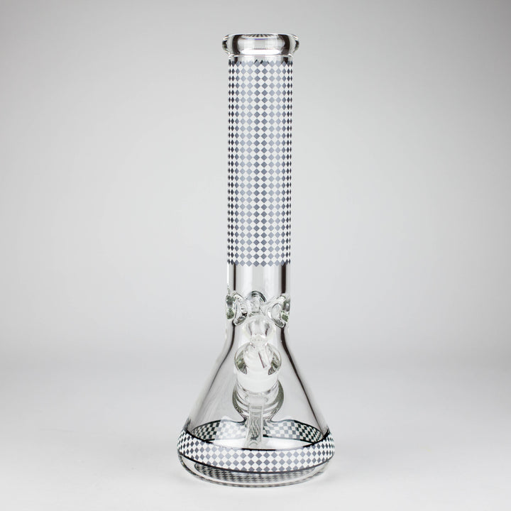 Grid Pattern Beaker Water Pipes – Glow in the Dark 15"