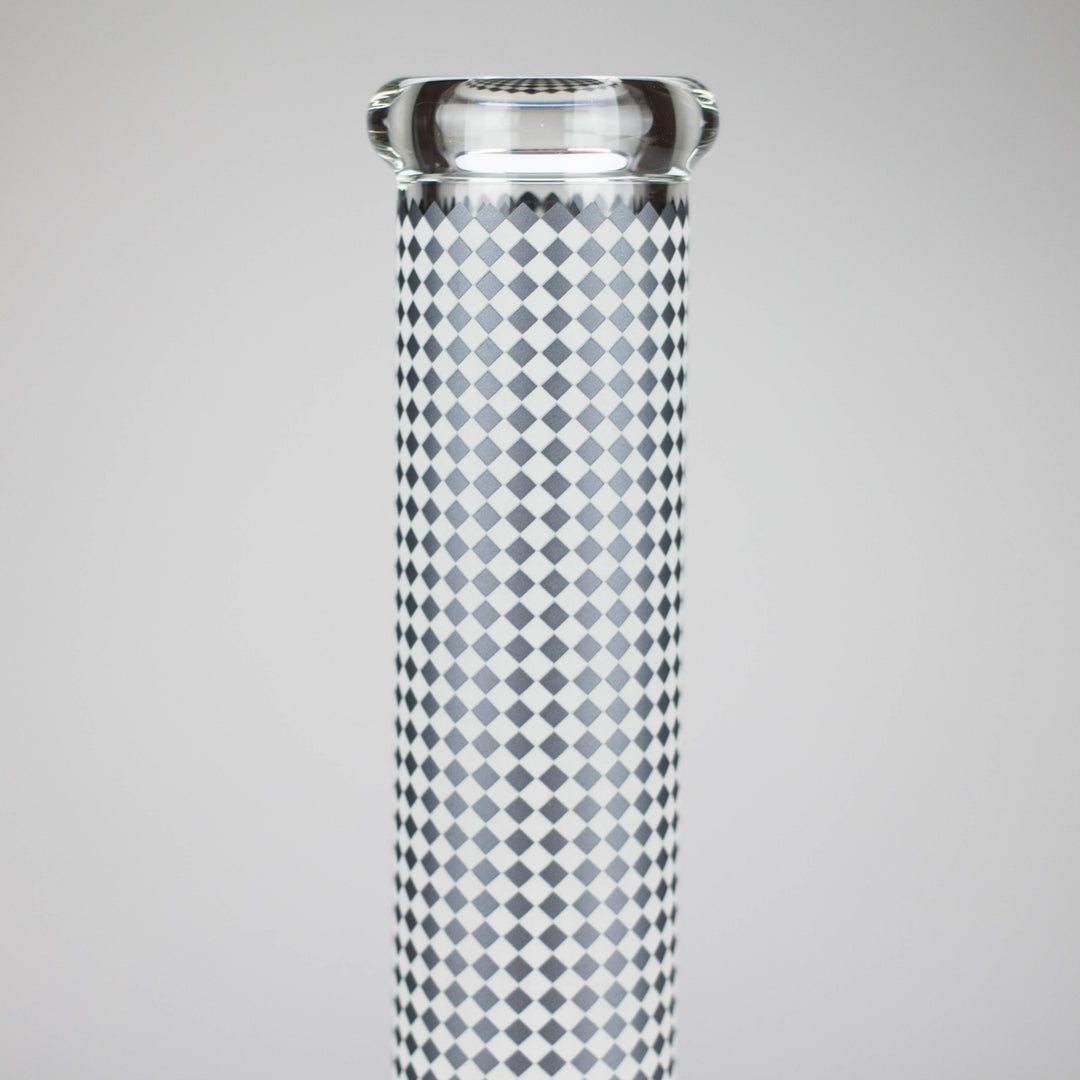 Grid Pattern Beaker Water Pipes – Glow in the Dark 15"