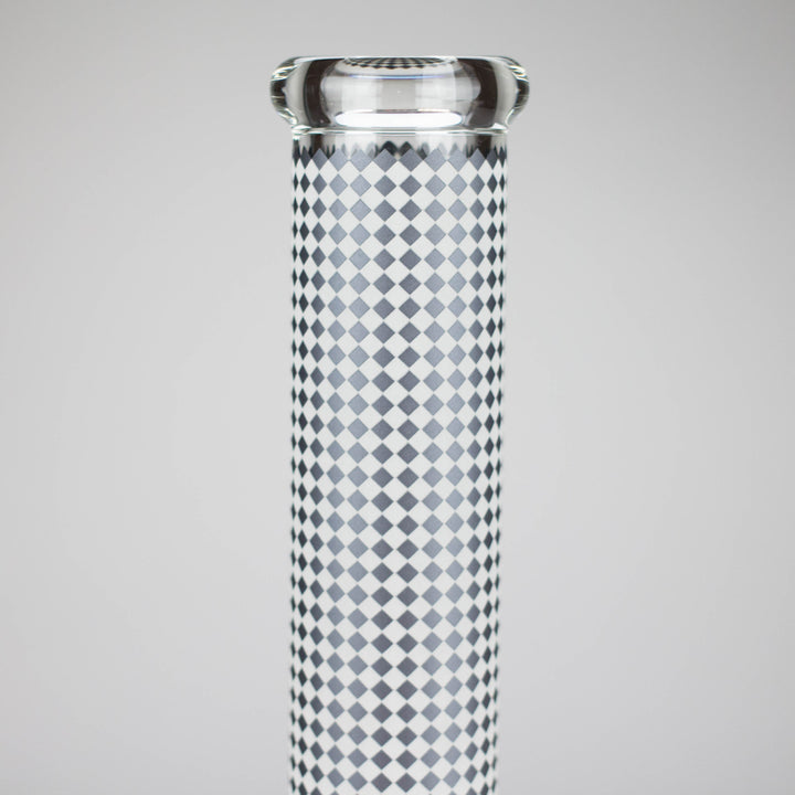 Grid Pattern Beaker Water Pipes – Glow in the Dark 15"