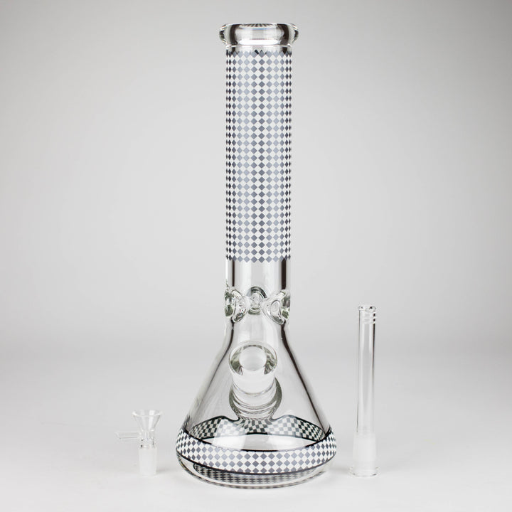 Grid Pattern Beaker Water Pipes – Glow in the Dark 15"