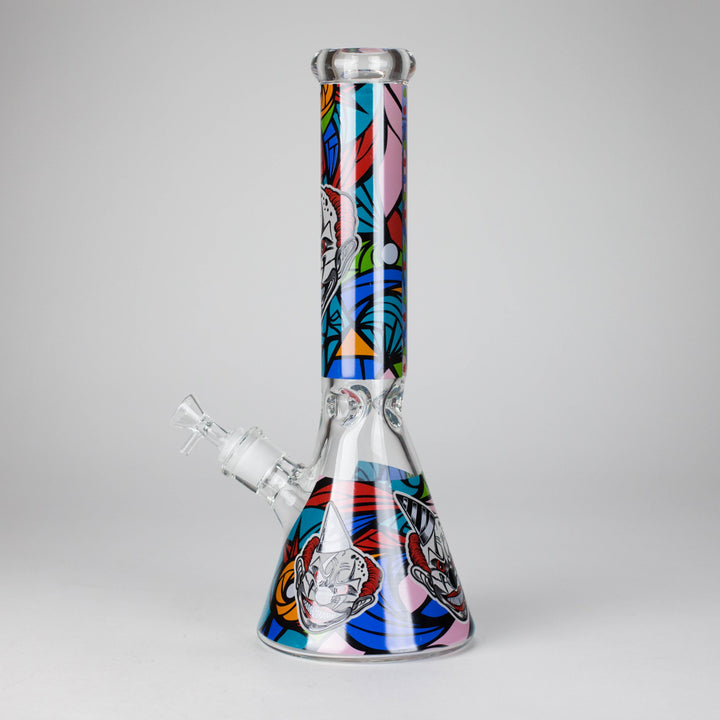 PsyClown Glass Water Pipes – 7mm Thick Glass, Bold Psychedelic Clown Design 13.5"