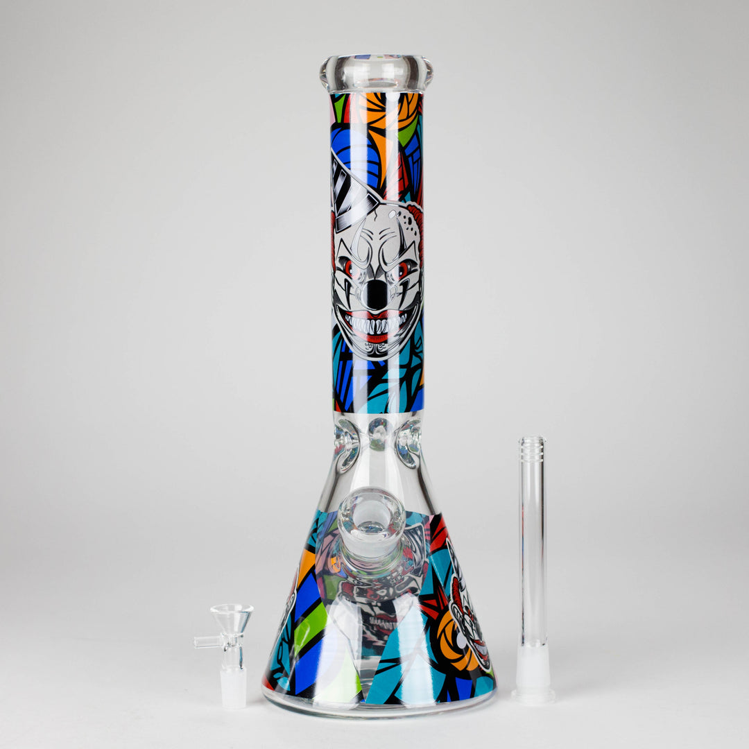 PsyClown Glass Water Pipes – 7mm Thick Glass, Bold Psychedelic Clown Design 13.5"