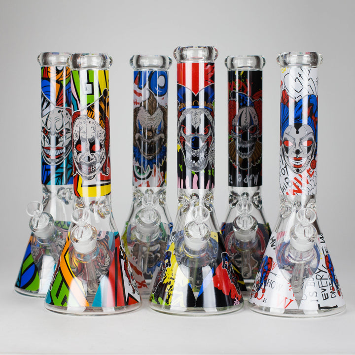 PsyClown Glass Water Pipes – 7mm Thick Glass, Bold Psychedelic Clown Design 13.5"