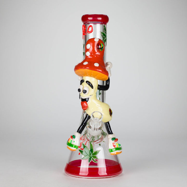 Shroomed Out Glow in the dark Glass Water Pipes 13"