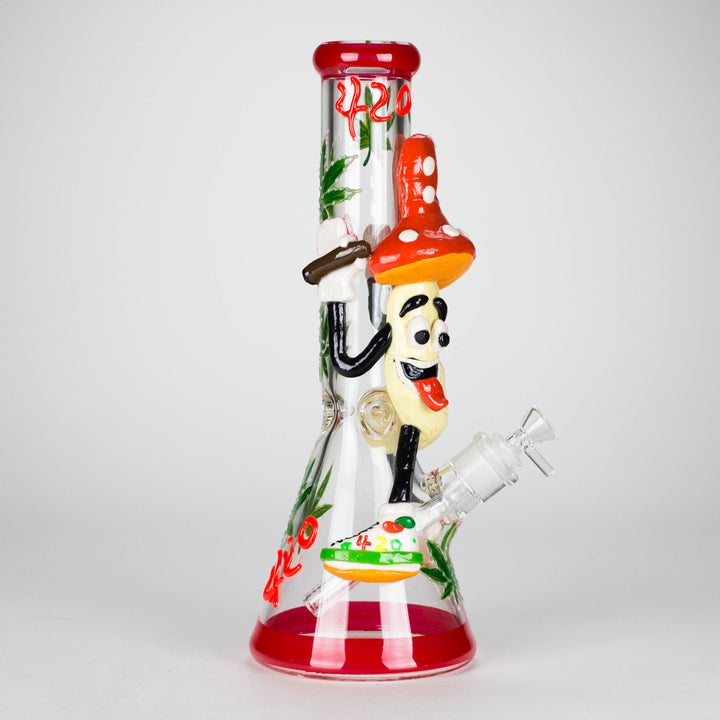 Shroomed Out Glow in the dark Glass Water Pipes 13"