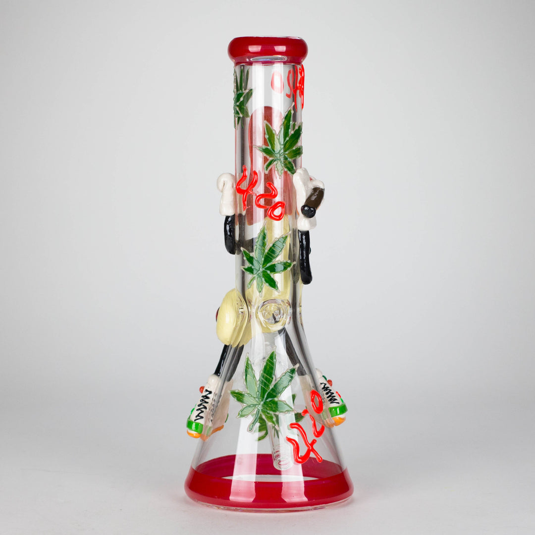 Shroomed Out Glow in the dark Glass Water Pipes 13"