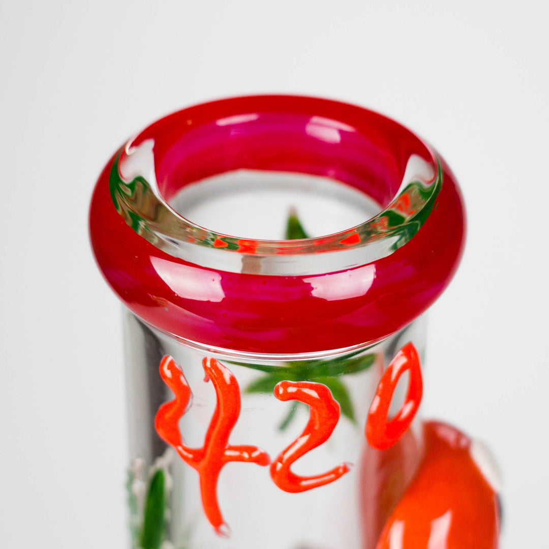 Shroomed Out Glow in the dark Glass Water Pipes 13"