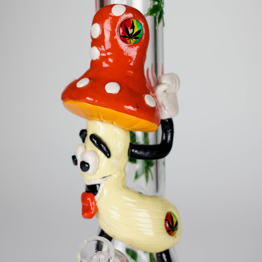 Shroomed Out Glow in the dark Glass Water Pipes 13"
