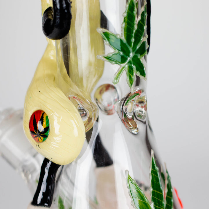 Shroomed Out Glow in the dark Glass Water Pipes 13"
