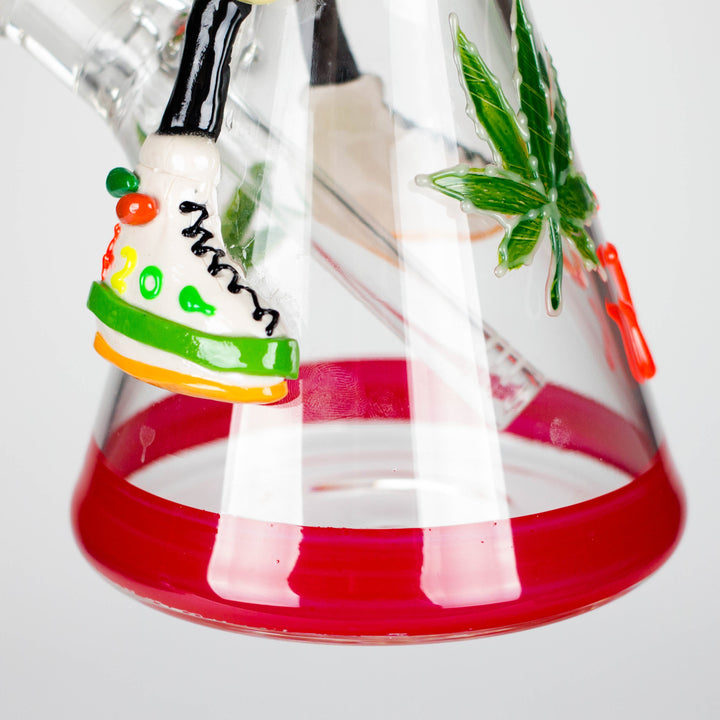 Shroomed Out Glow in the dark Glass Water Pipes 13"