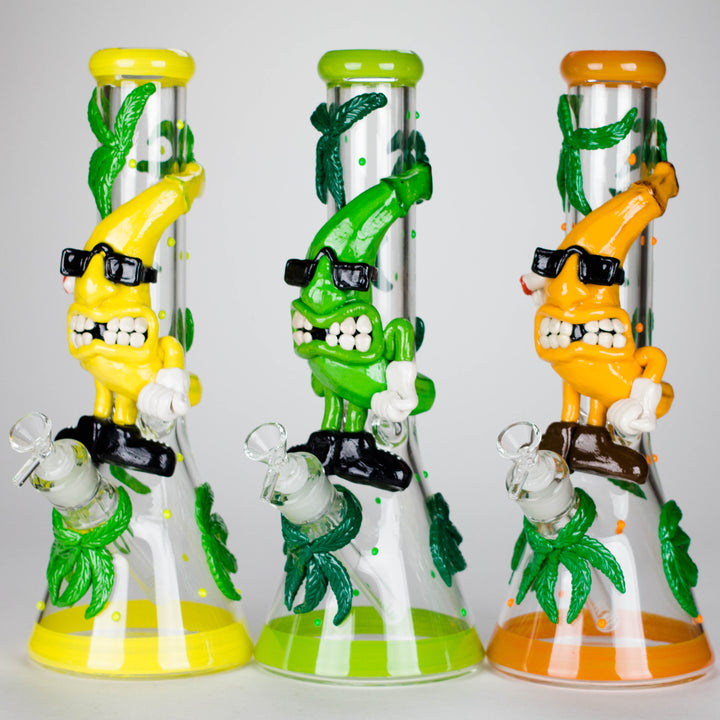 Bananabudz Glow in the dark Glass Water Pipes 13"