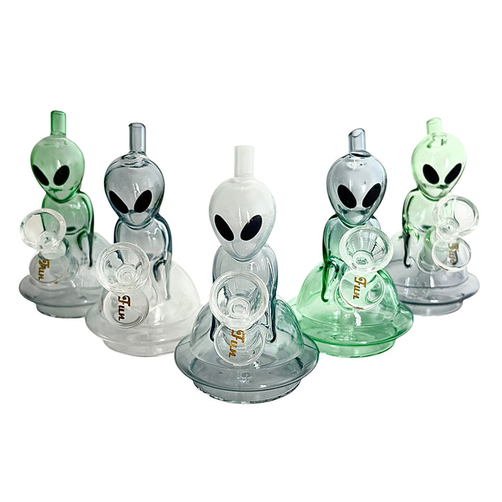 Alien Design Glass Water Pipes – Compact & Stemless 5"