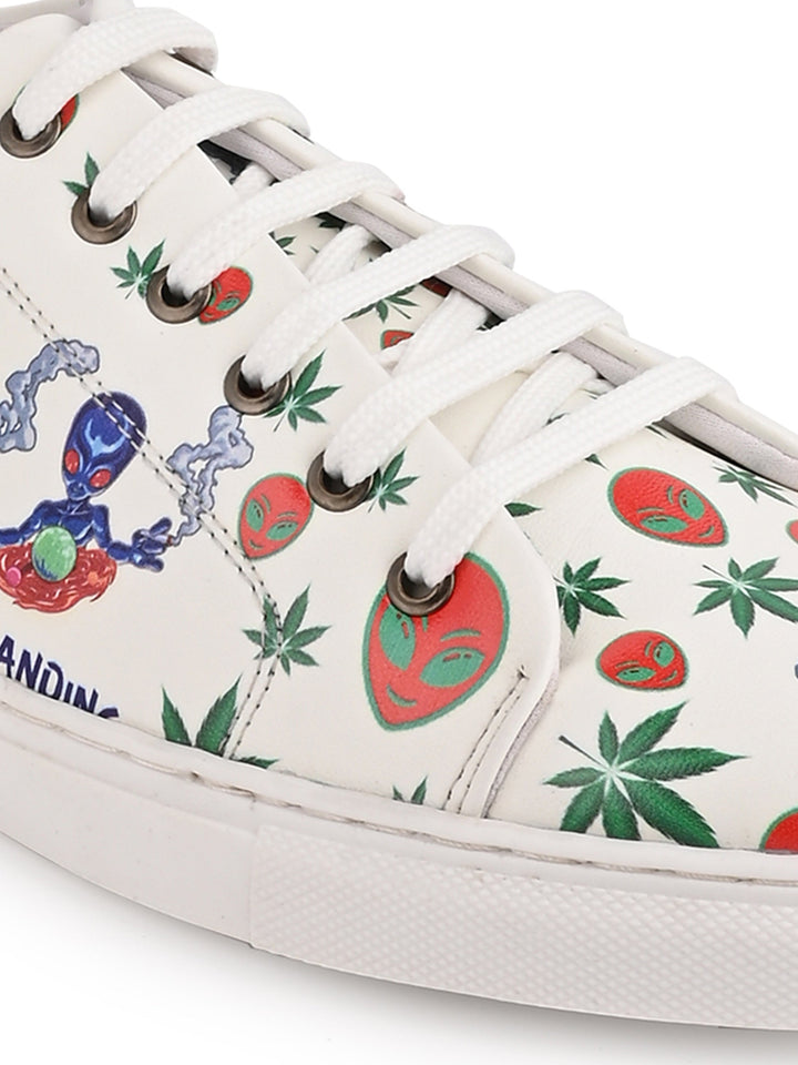 Snow White Vegan Leather Shoes - Herbal Pattern