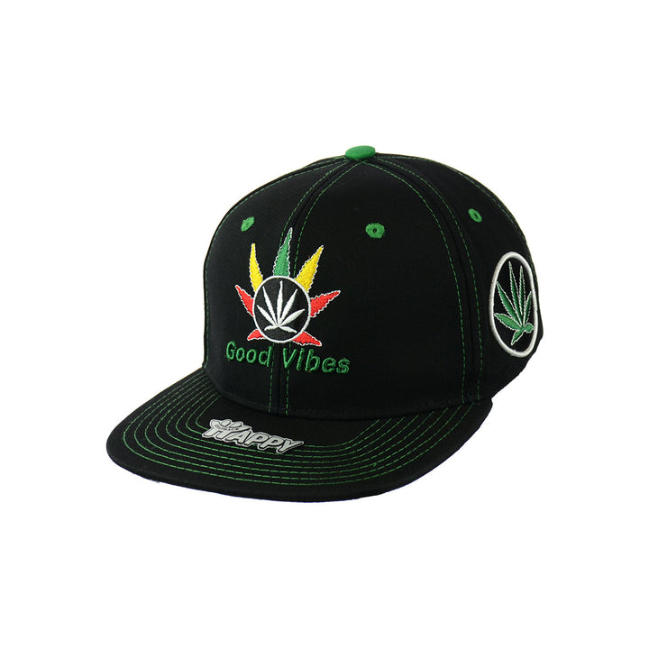 Embroidered Good Vibes Cotton Snapback Hat